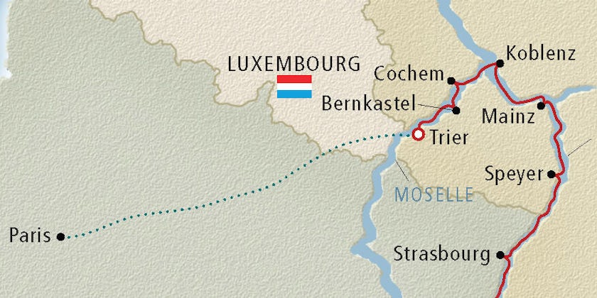 Cruise route for a partial Moselle River cruise (Image: Viking River Cruises)