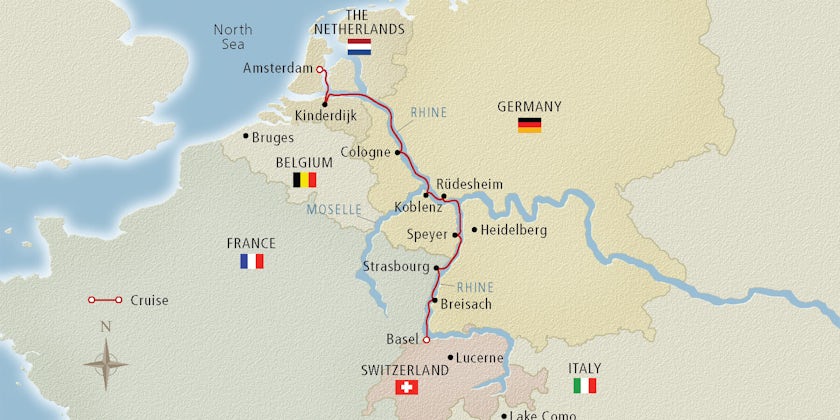 Cruise route for a full Rhine River cruise (Image: Viking River Cruises)