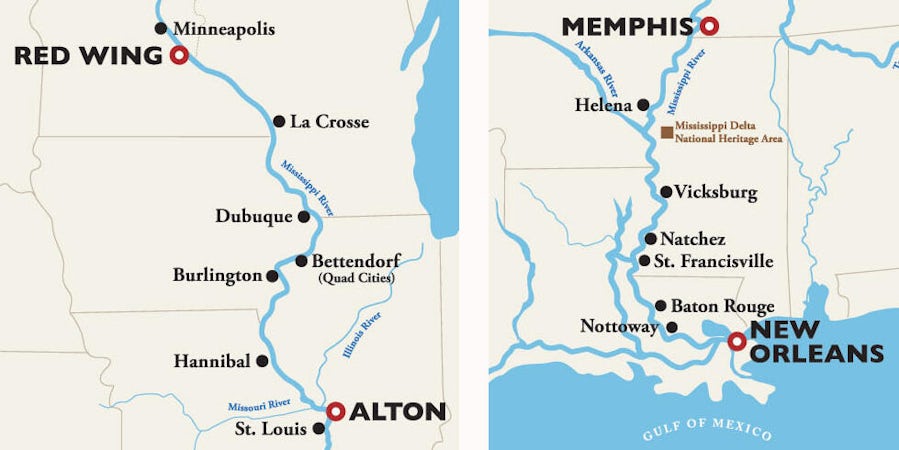 Mississippi River Cruise Map