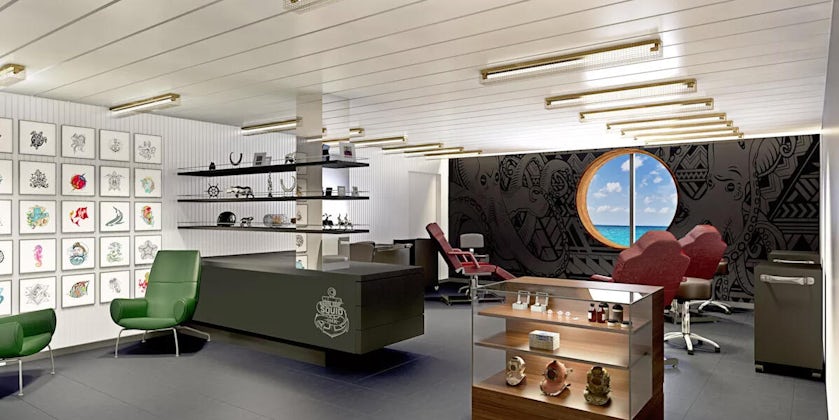 The Squid Ink Tattoo Studio on Scarlet Lady (Photo: Virgin Voyages)