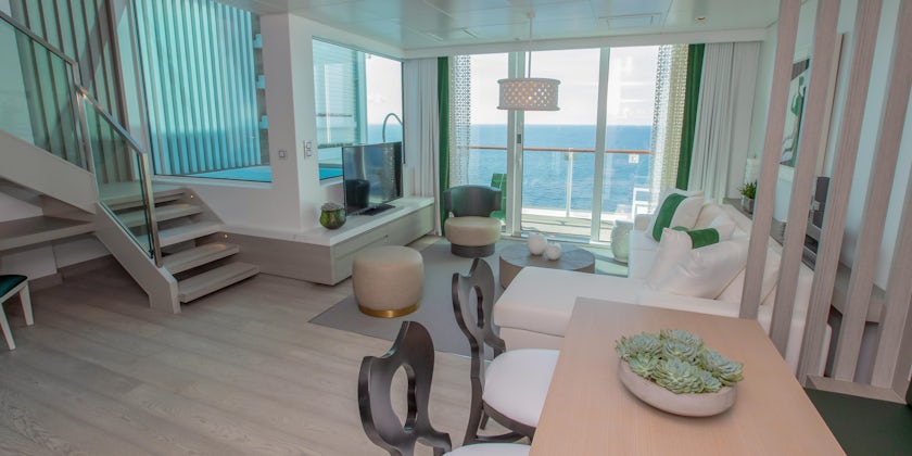 Living room of the two-story Edge Villa suite in Celebrity Edge (Photo: Celebrity Cruises)