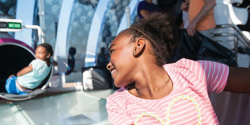 Two teenage girls on Harmony of the Seas' Ultimate Abyss