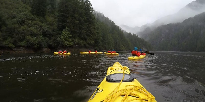 Kayaks in Alaska's Misty Fjord on a Ventures by Seabourn excursion (Photo: Ashley Kosciolek)