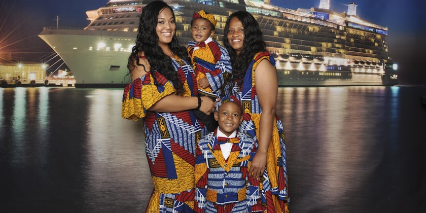 Family dressed in African Attire for the annual Africa Night, a celebration of the African diaspora onboard Festival at Sea (Photo: Festival at Sea/Blue World Travel Corp.)