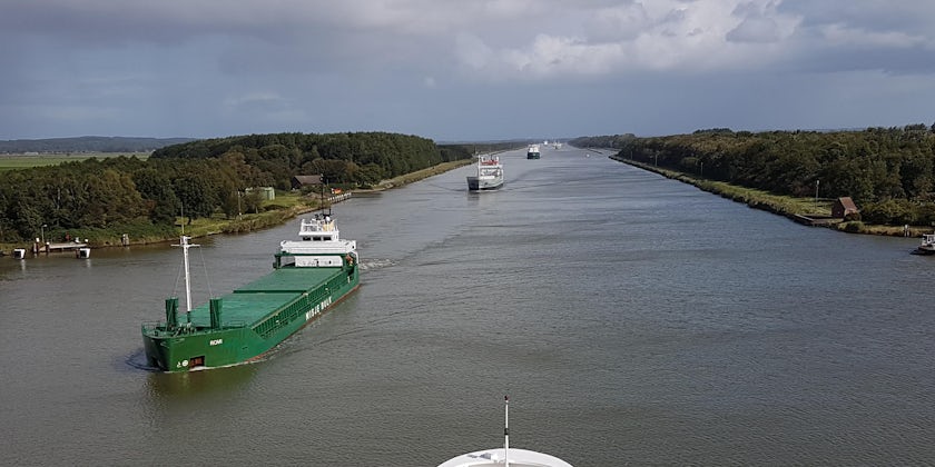View of the Kiel Canal, Germany from Fred. Olsen's Boudicca (Photo: Donna Dailey)