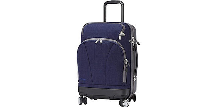 eBags TLS Hybrid (Hardside/Softside) Spinner Expandable Luggage - 22-inch - Carry-On - (Brushed Indigo) (Photo: Amazon)