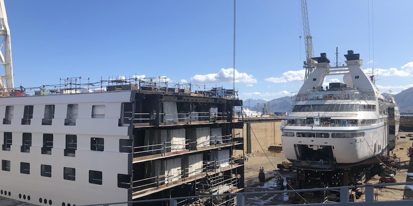 Windstar Cruises' Star Breeze is first to be dismantled as part of the line's stretching program. (Photo: Chris Gray Faust/Cruise Critic)