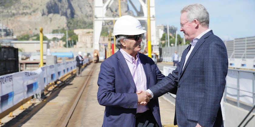 Executive Vice President of Fincantieri Services Giorgio Rizzo with John Delaney (Photo: Windstar Cruises)