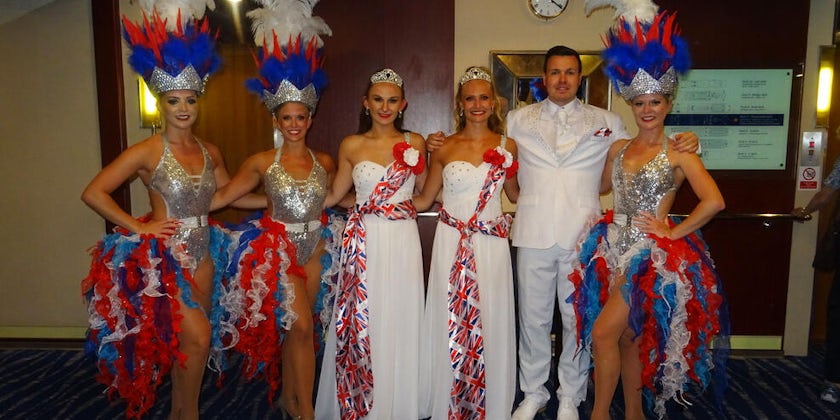 Performers in costume on Saga Pearl II during a British night in August 2018 (Photo: cyderman/Cruise Critic Member)