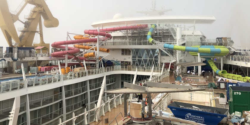 The Perfect Storm  under construction on Oasis of the Seas in drydock at the Navantia shipyard in Cadiz, Spain (Photo: Adam Coulter