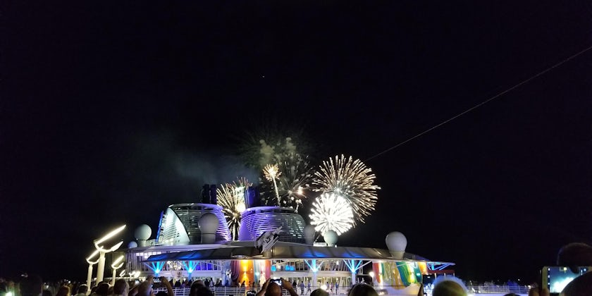 To celebrate Royal Caribbean’s 50th birthday, passengers on Symphony of the Seas were treated to a fireworks display (Photo: Colleen McDaniel/Cruise Critic)