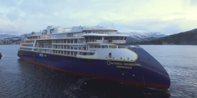 The float out of Lindblad's National Geographic Endurance at the Ulstein Verft shipyard in Norway on Dec. 7. (Photo: Lindblad Expeditions)