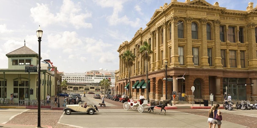 The Strand, a historic street in Galveston, Texas located near the cruise ship terminal offers museums, eateries and horse carriage tours. (Photo: Galveston Island Convention & Visitors Bureau)