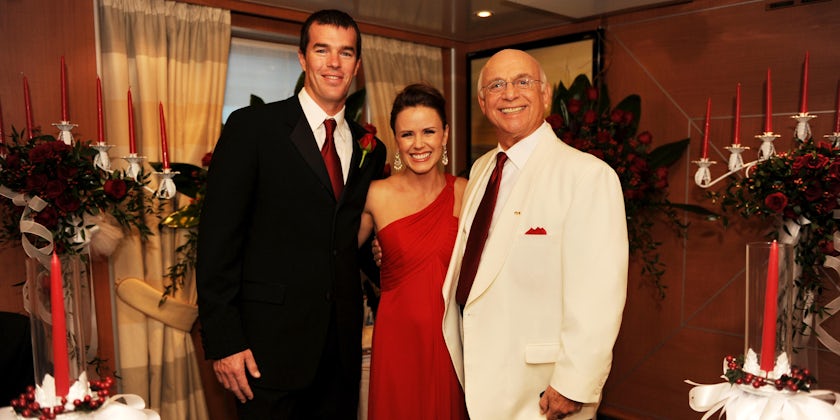 Trista and Ryan Sutter of "The Bachelorette" reality TV show with Gavin Mac Leod of "The Love Boat" (Photo: Princess Cruises)