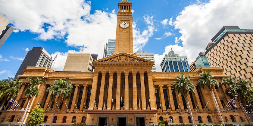 Exterior facade of City Hall in Brisbane on a sunny day