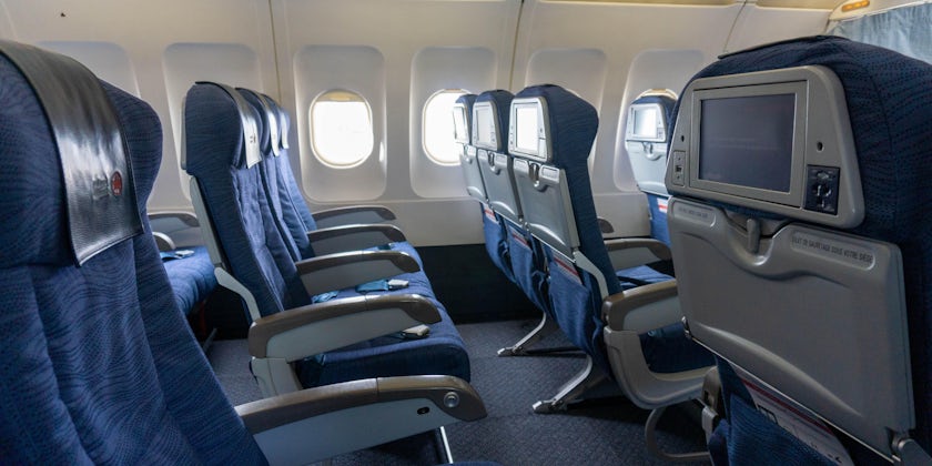 Interior shot of an empty Air Canada A320 Airbus during the COVID-19 pandemic