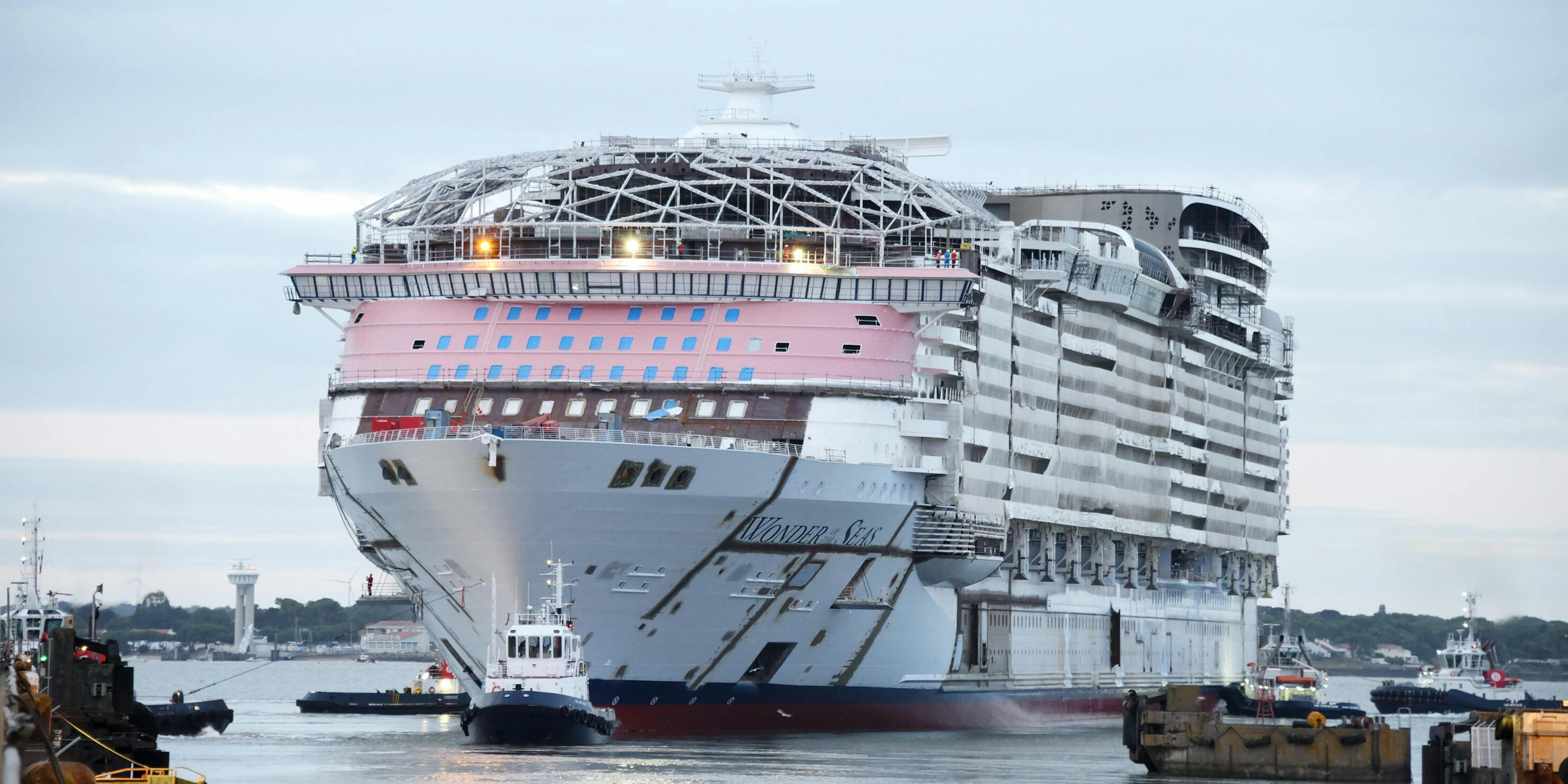 Royal Caribbean's Wonder of the Seas Cruise Ship Floated Out From Shipyard