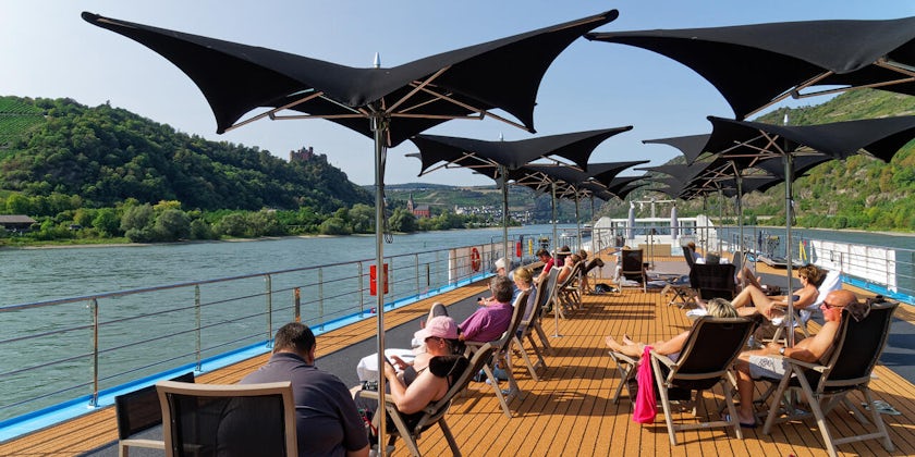 Passengers castle watching from sun deck on AmaKristina (Photo: Franz Neumeier/Cruise Critic Contributor)
