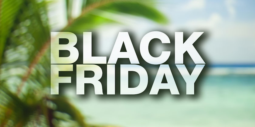 Out-of-focus photo of a tropical beach with "BLACK FRIDAY" text overlayed
