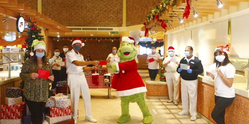Grinch Delivering Holiday Cards to Crew Members/ Carnival Cruise Lines