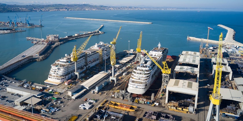 Silver Dawn at the Fincantieri shipyard in Ancona, Italy (Photo: Silversea)