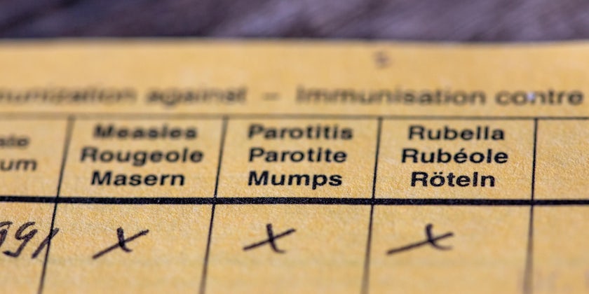 Close-up shot of a German vaccines-pass for proving vaccinations against measles, rubeola and other diseases