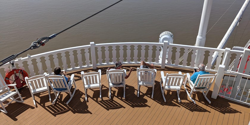 Passengers relaxing on the sun deck on American Countess (Photo: Colleen McDaniel/Cruise Critic)