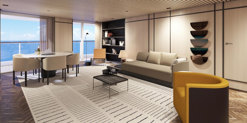 Living Room area in a Haven suite accommodation (Image: Norwegian Cruise Line)