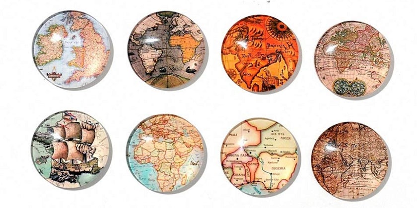 Vintage World Map Glass Magnets (Photo: Amazon)