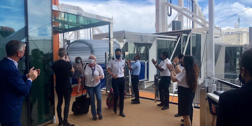 Passengers Boarding Celebrity Edge on first sailing back from a U.S. homeport (Chris Gray Faust)