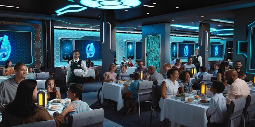 The new Worlds of Marvel dining venue aboard Disney Wish