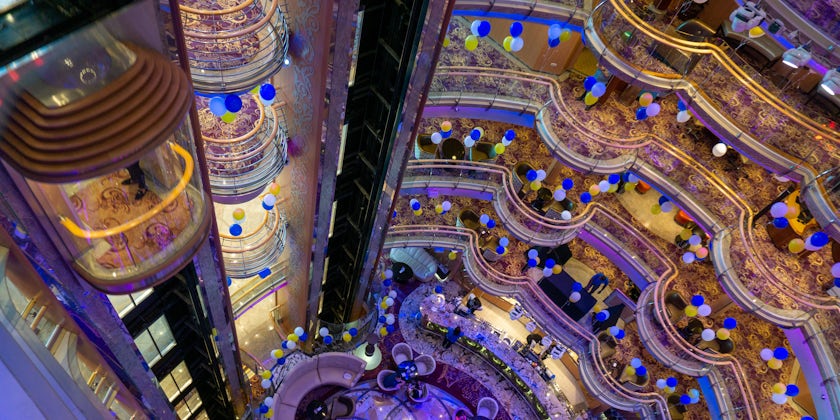 Embarkation day aboard Serenade of the Seas, looking down through the ship's atrium (Photo: Aaron Saunders)