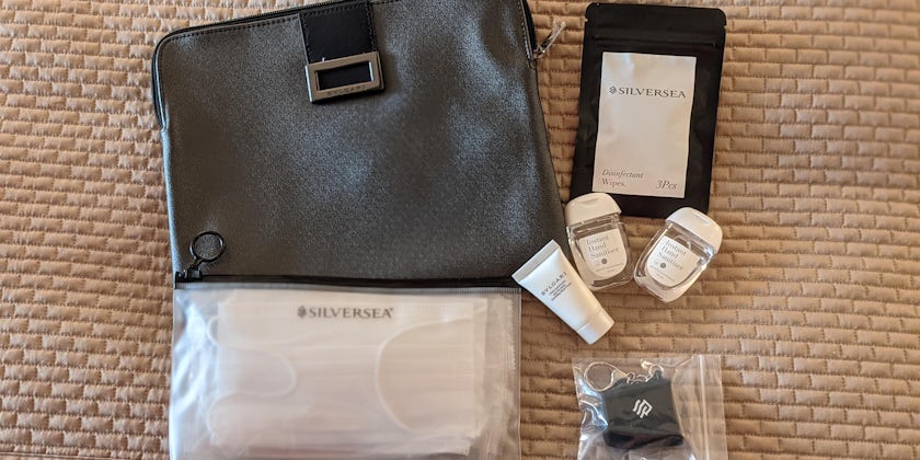 Bulgari kit with masks and hand sanitizer given out by Silversea (Image: Colleen McDaniel)