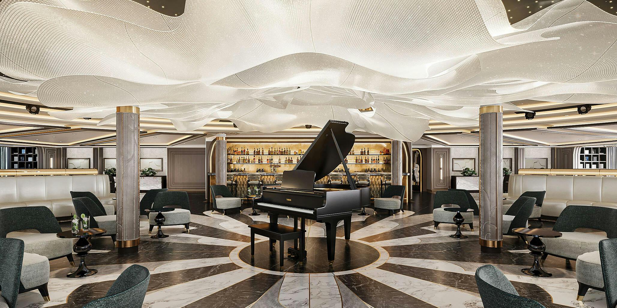 The Observation Lounge aboard Regent's forthcoming Seven Seas Grandeur. (Rendering: Regent)