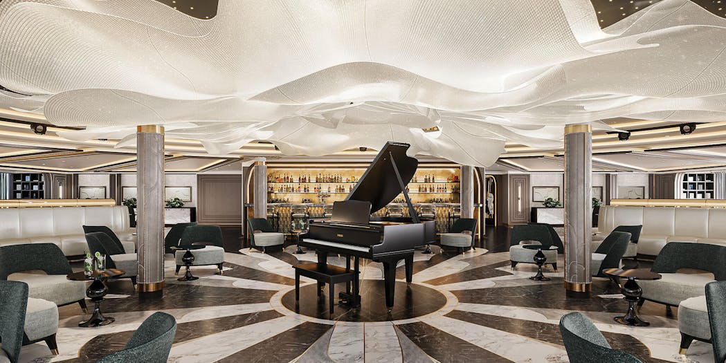 The Observation Lounge aboard Regent's forthcoming Seven Seas Grandeur. (Rendering: Regent)