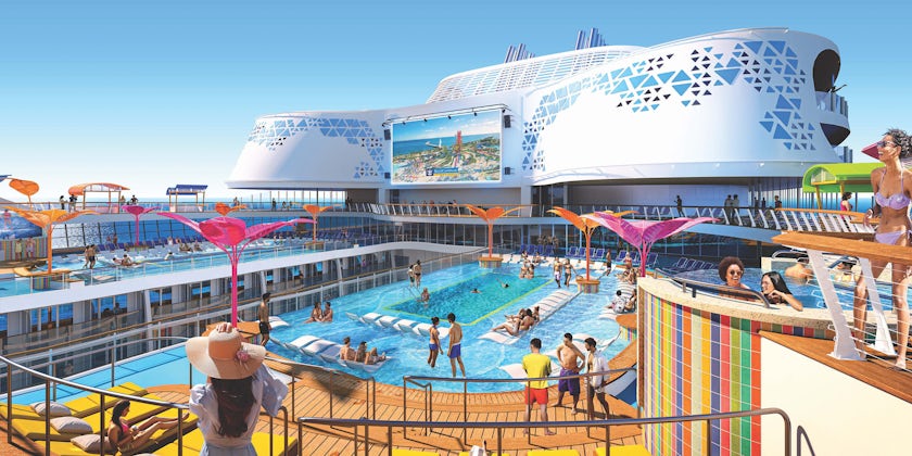 Wonder of the Seas will sport a reconfigured pool deck (Rendering: Royal Caribbean)