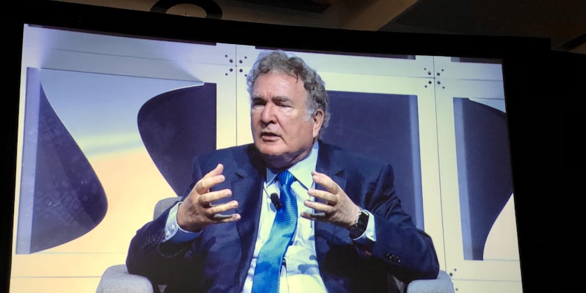 Royal Caribbean chairman and CEO Richard Fain speaks at Seatrade Cruise Global 2021 on September 28, 2021. (Photo: Chris Gray Faust)
