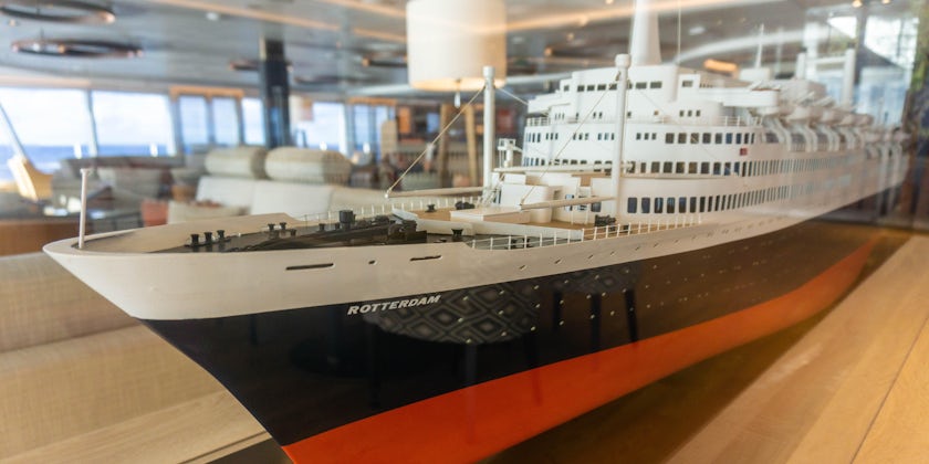 A model of Rotterdam V (1959) graces the Crow's Nest on Deck 12 forward. (Photo: Aaron Saunders)