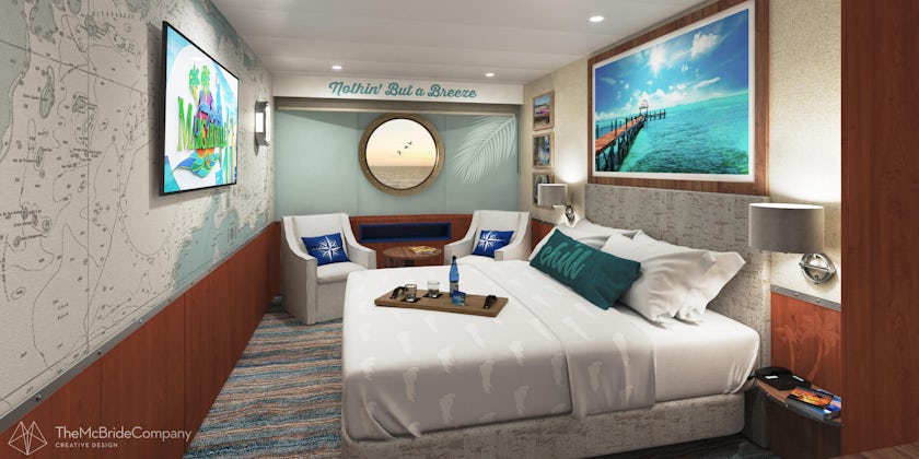 A refreshed Margaritaville Paradise stateroom (Rendering: Margaritaville/Bahamas Paradise)