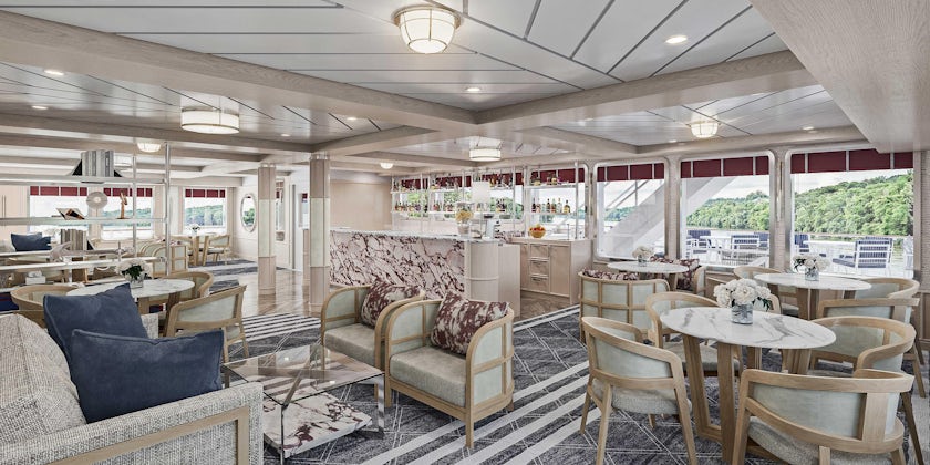 The aft-facing Sky Lounge aboard American Cruise Lines' Project Blue (Rendering: American Cruise Lines)