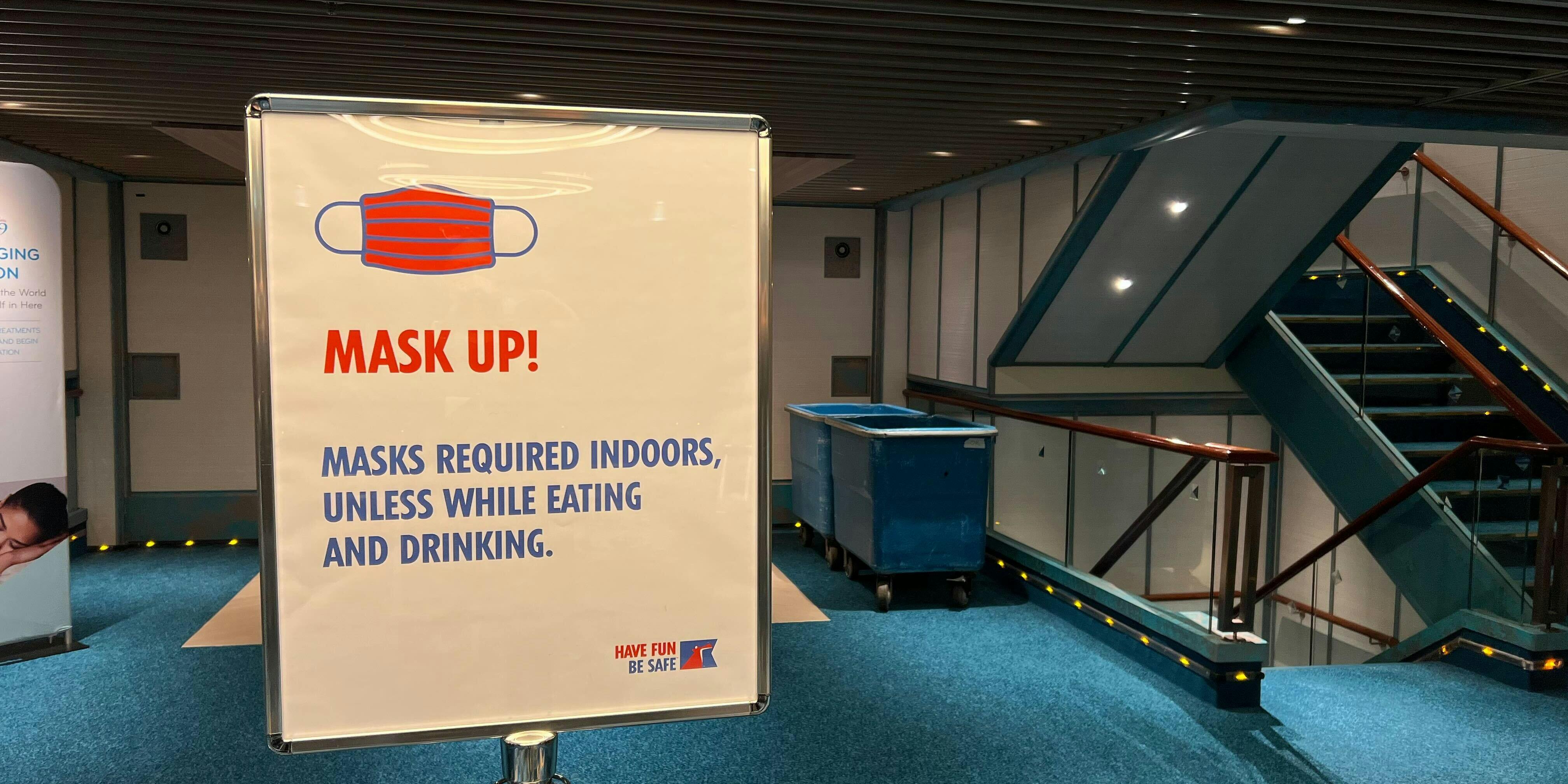 Mask up on  Carnival  Radiance ( Photo by  K.  Alex  Beaven)