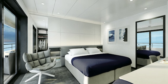 Deluxe Balcony Stateroom rendering (Photo/Emerald Yacht Cruises)