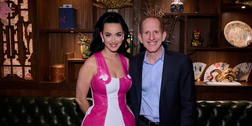 Norwegian Cruise Line President and CEO Harry Sommer welcomes pop star sensation Katy Perry in Las Vegas as godmother to the Brand’s newest innovative ship, Norwegian Prima, which sets sail August 2022.