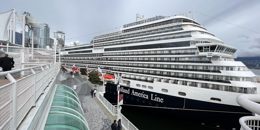 Holland America Line's Koningsdam docked at  Canada Place in Vancouver (Photo/Harriet Baskas)