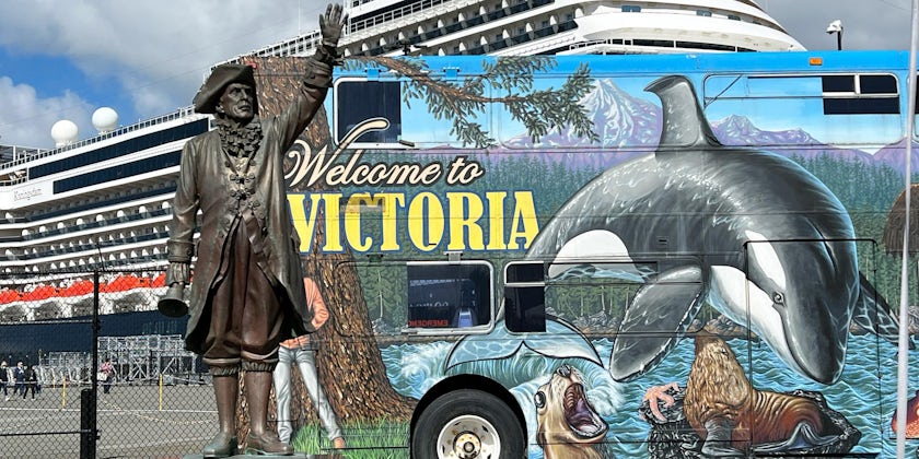 HAL's Koningsdam being welcomed in Victoria,  B. C. (Photo/Harriet Baskas)