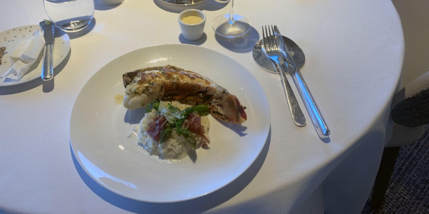 Lobster for lunch in the ship's Alaine Ducasse branded fine dining restaurant. (Photo: Jayne Clark)