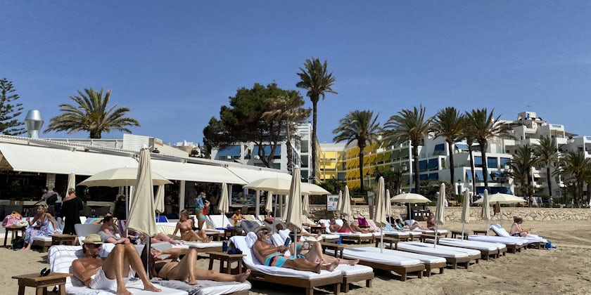 Chiringuito Blue beach club restaurant  Ibiza (Photo by Deb Stone)