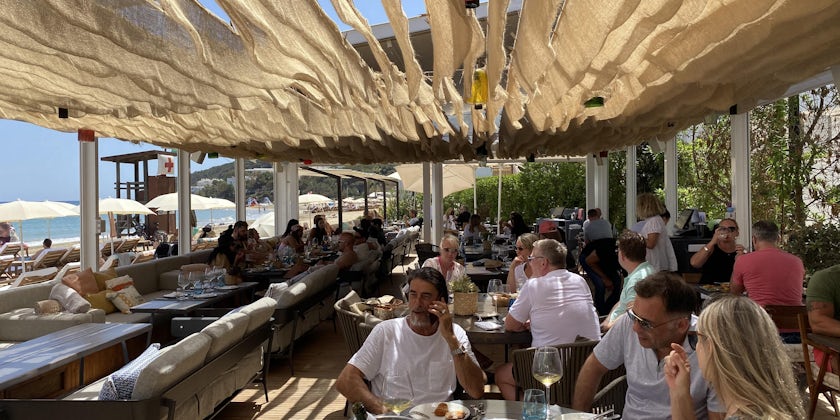 Chiringuito Blue beach club restaurant  Ibiza (Photo by Deb Stone)