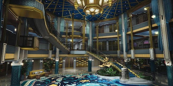 Rendering of Aladdin-themed Grand Hall on Disney Treasure (Photo/Disney Cruise Line)