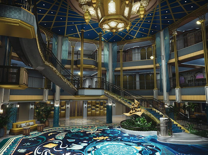 Rendering of Aladdin-themed Grand Hall on Disney Treasure (Photo/Disney Cruise Line)